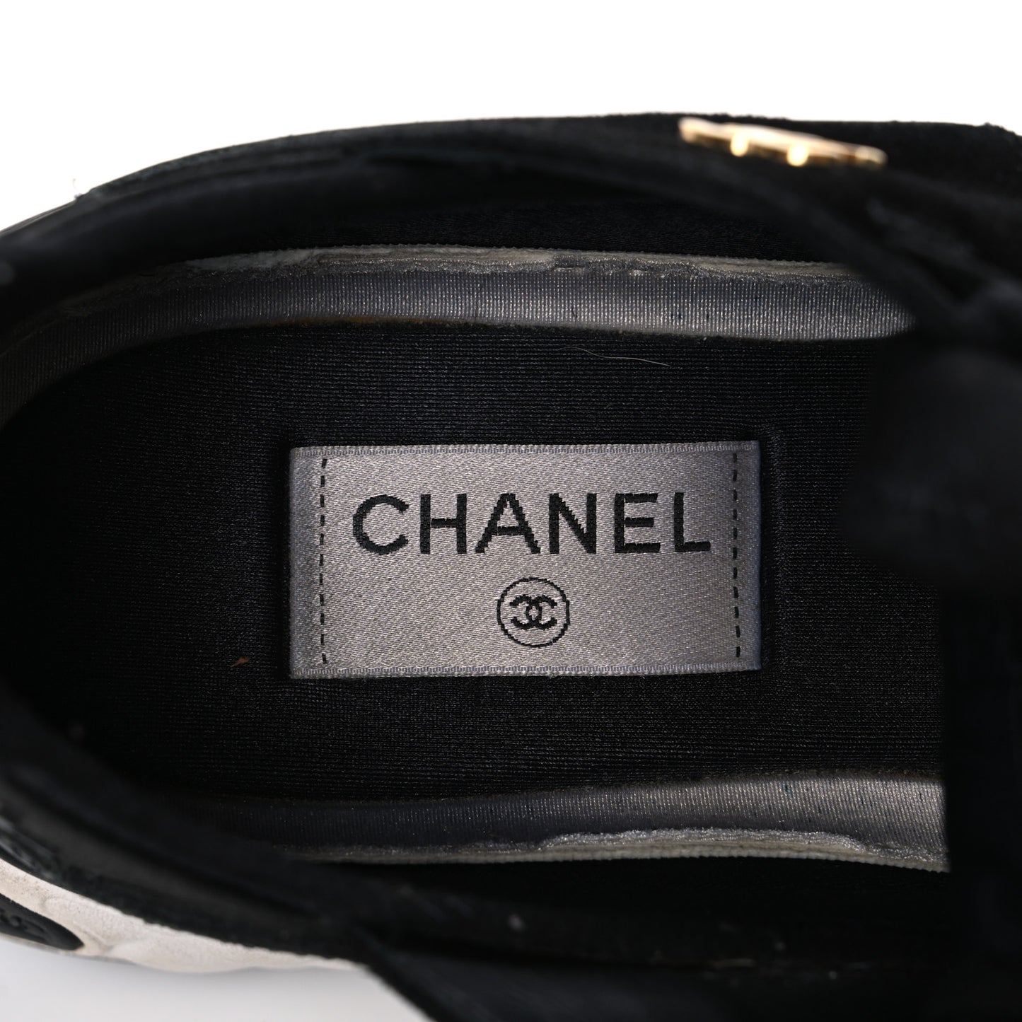 Fabric Calfskin Suede CC Sneakers 41 Black
