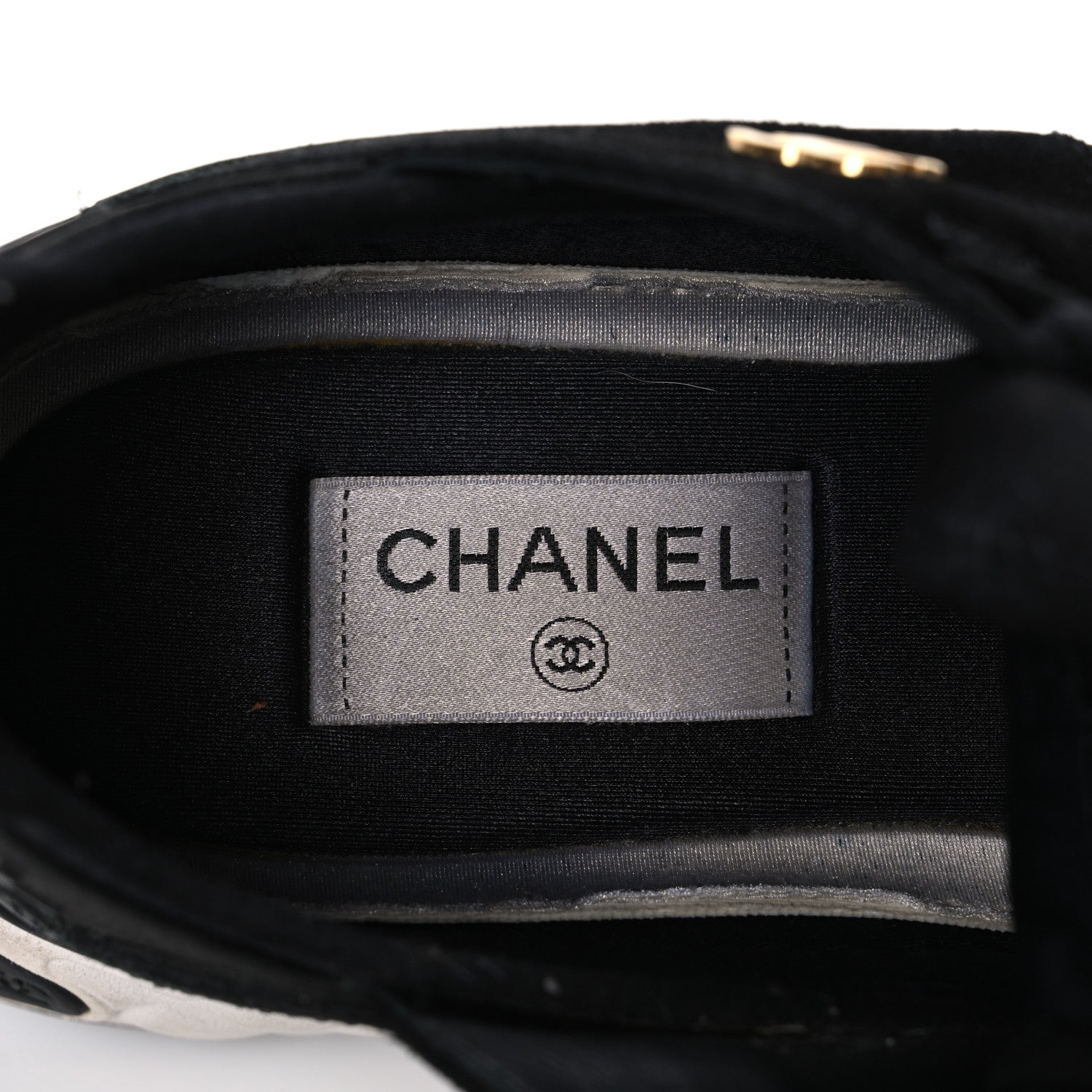 Chanel Fabric Calfskin Suede CC Sneakers 41 Black 9 of 10