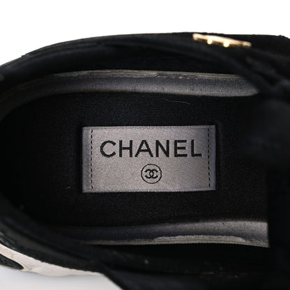 Chanel Fabric Calfskin Suede CC Sneakers 41 Black 9 of 10