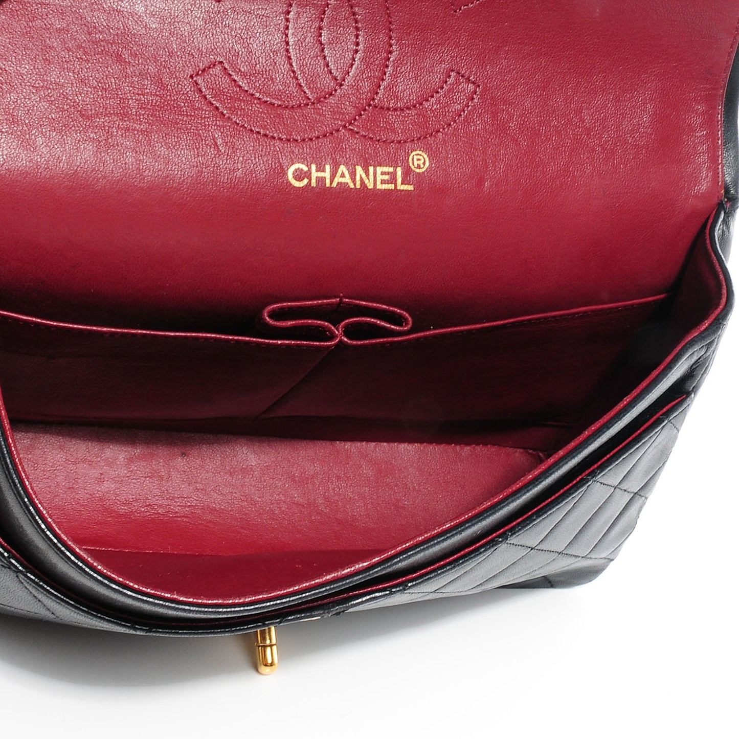 Lambskin Medium Double Flap Black