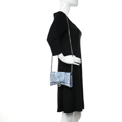 Balenciaga Nappa Denim Printed Hourglass Chain Bag Denim Blue 2 of 9