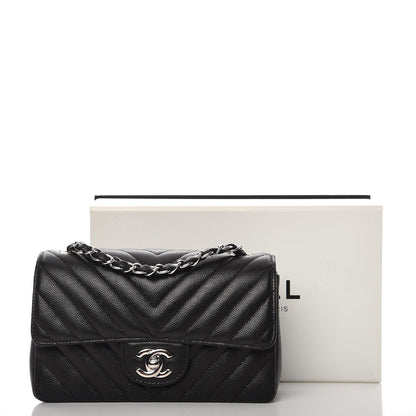 Chanel Caviar Chevron Quilted Mini Rectangular Flap Black 8 of 8