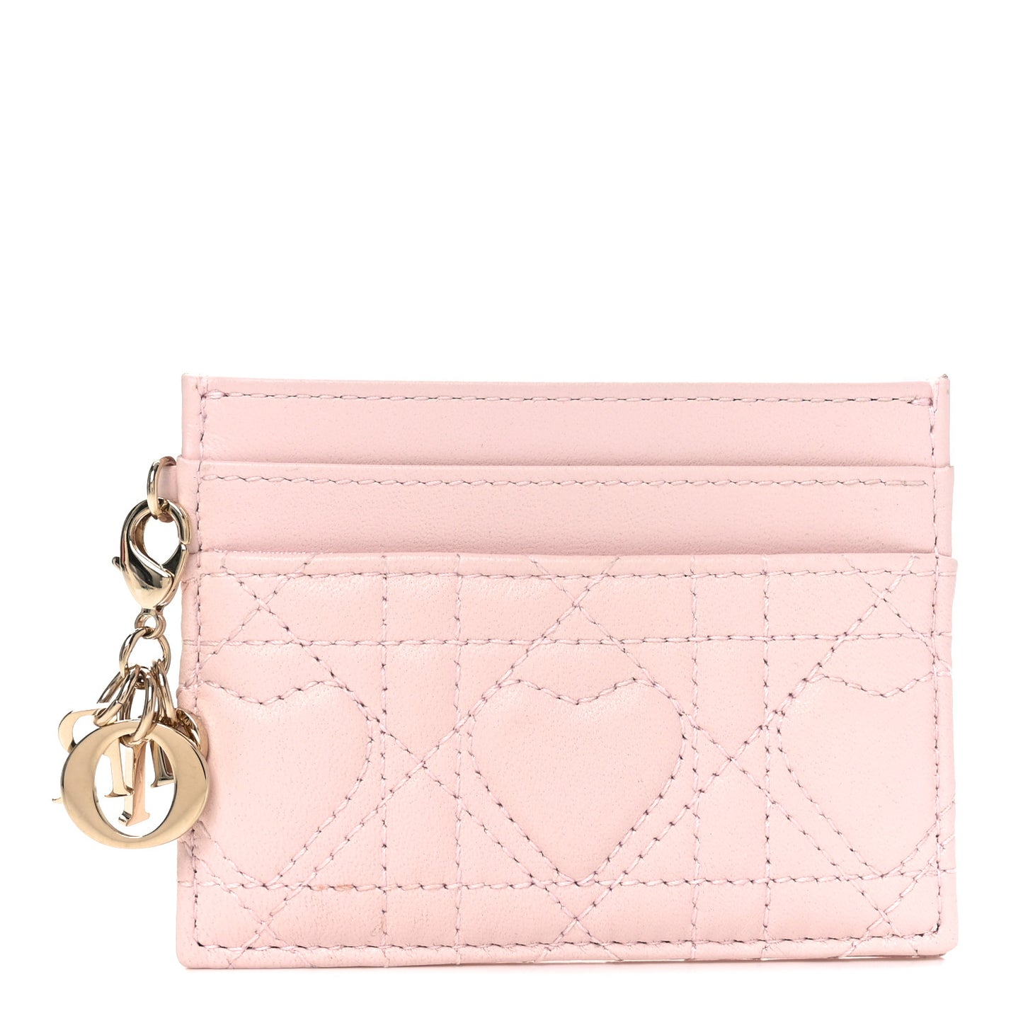 Lambskin Cannage DiorAmour Lady Dior Card Holder Pale Pink