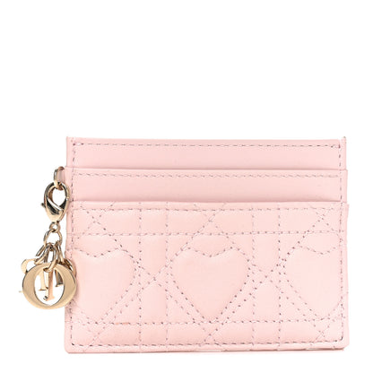 Christian Dior Lambskin Cannage DiorAmour Lady Dior Card Holder Pale Pink 1 of 7