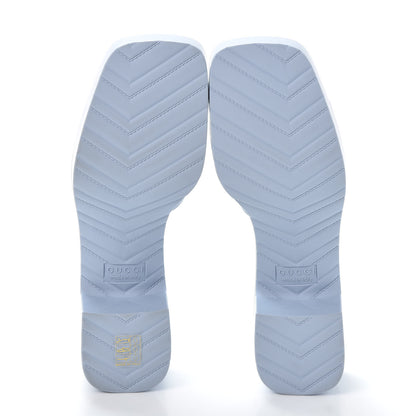 Gucci Rubber Gucci Logo Womens Platform 20/60mm Slide Sandals 38 Porcelain Light Blue 7 of 9
