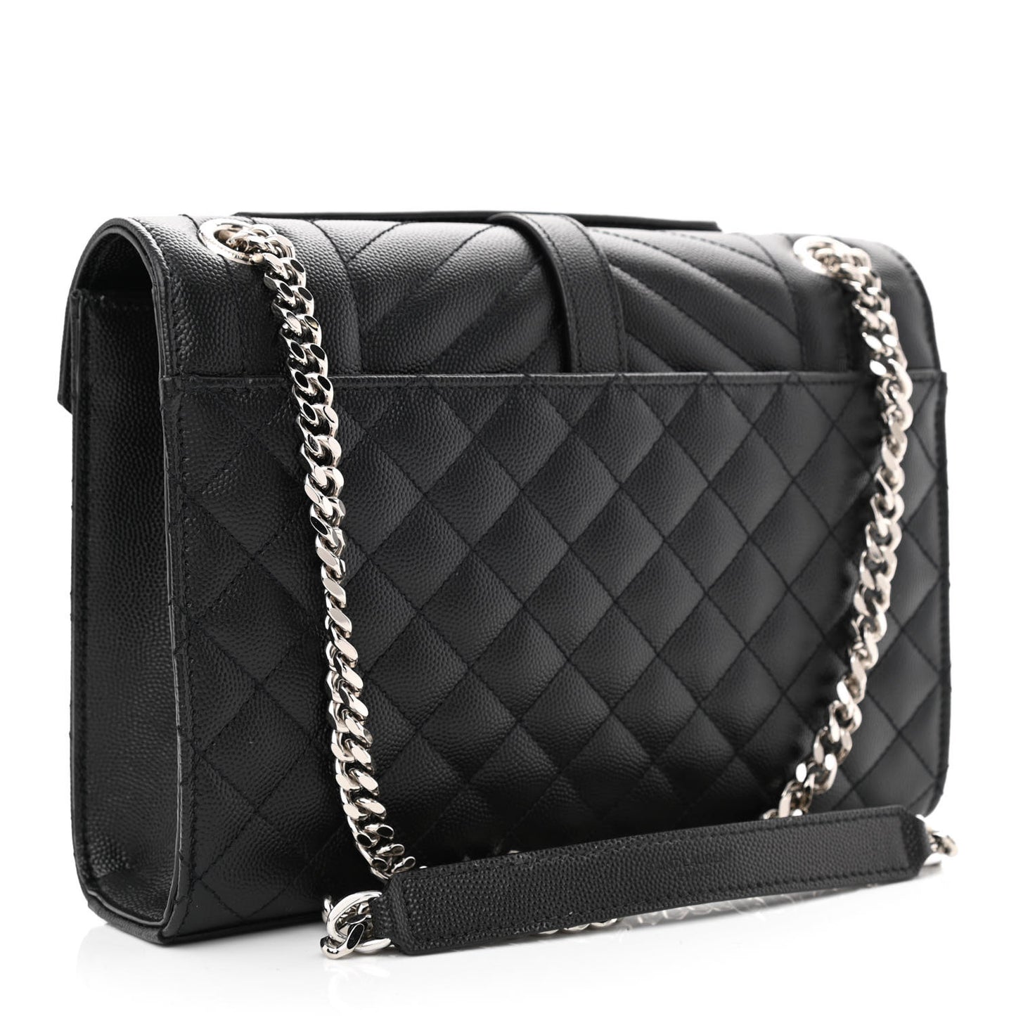 Grain De Poudre Textured Mixed Matelasse Triquilt Medium Monogram Satchel Black