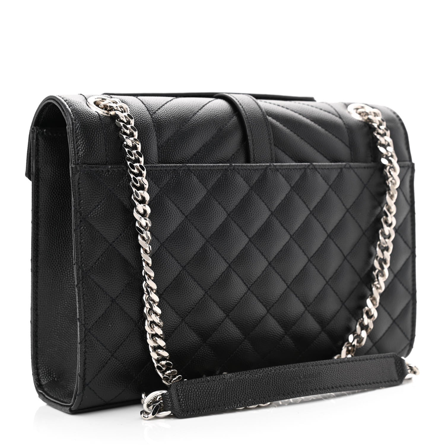 Saint Laurent Grain De Poudre Textured Mixed Matelasse Triquilt Medium Monogram Satchel Black 2 of 10