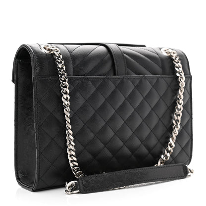 Saint Laurent Grain De Poudre Textured Mixed Matelasse Triquilt Medium Monogram Satchel Black 2 of 10