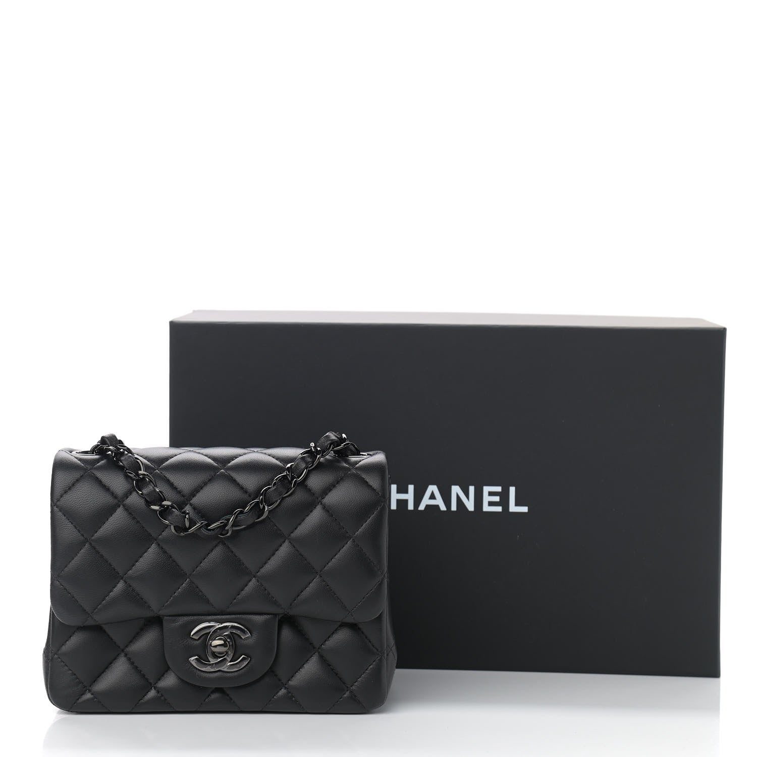Chanel Lambskin Quilted Mini Square Flap So Black 11 of 11