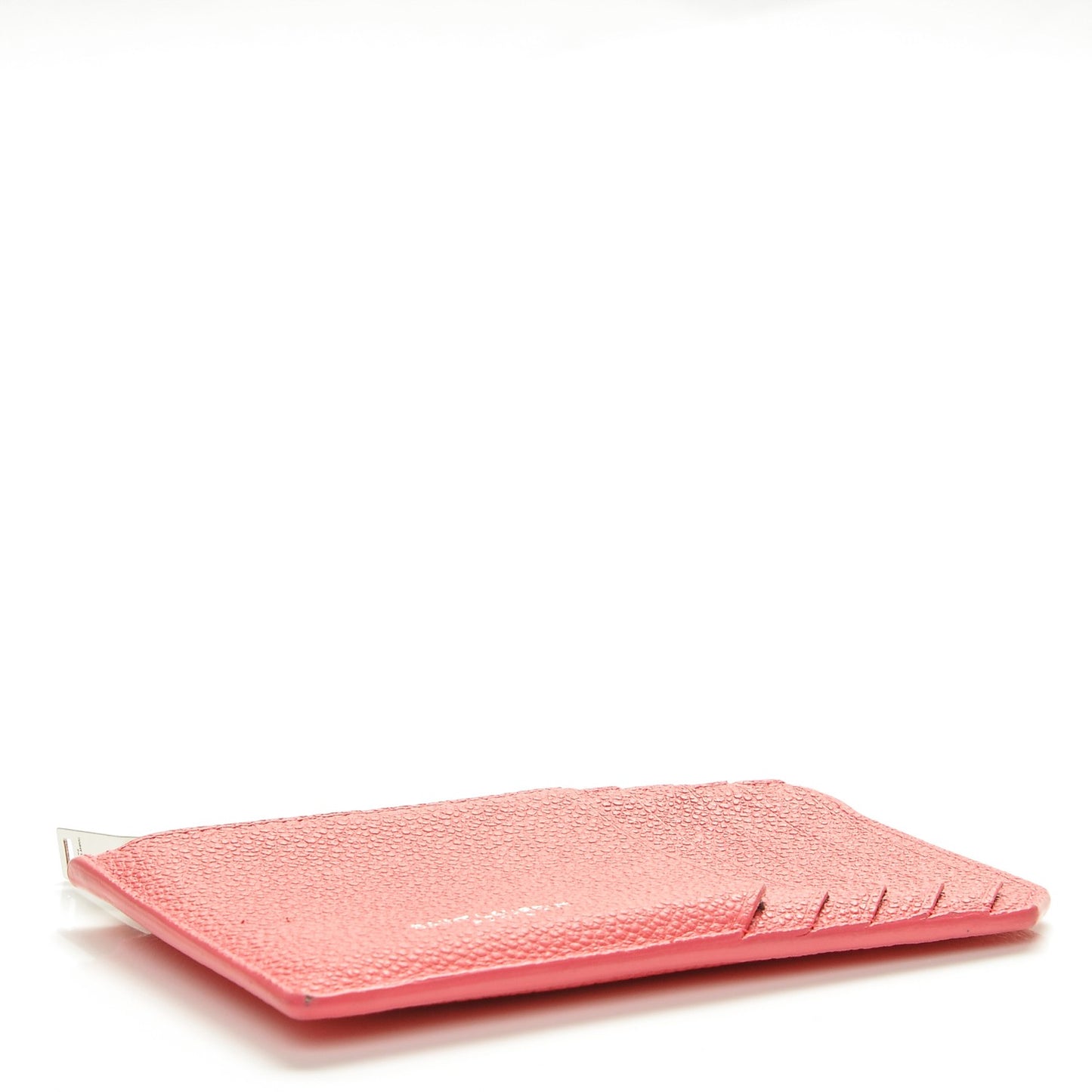 Grained Calfskin 5 Fragments Zip Pouch Card Holder Rose Clair