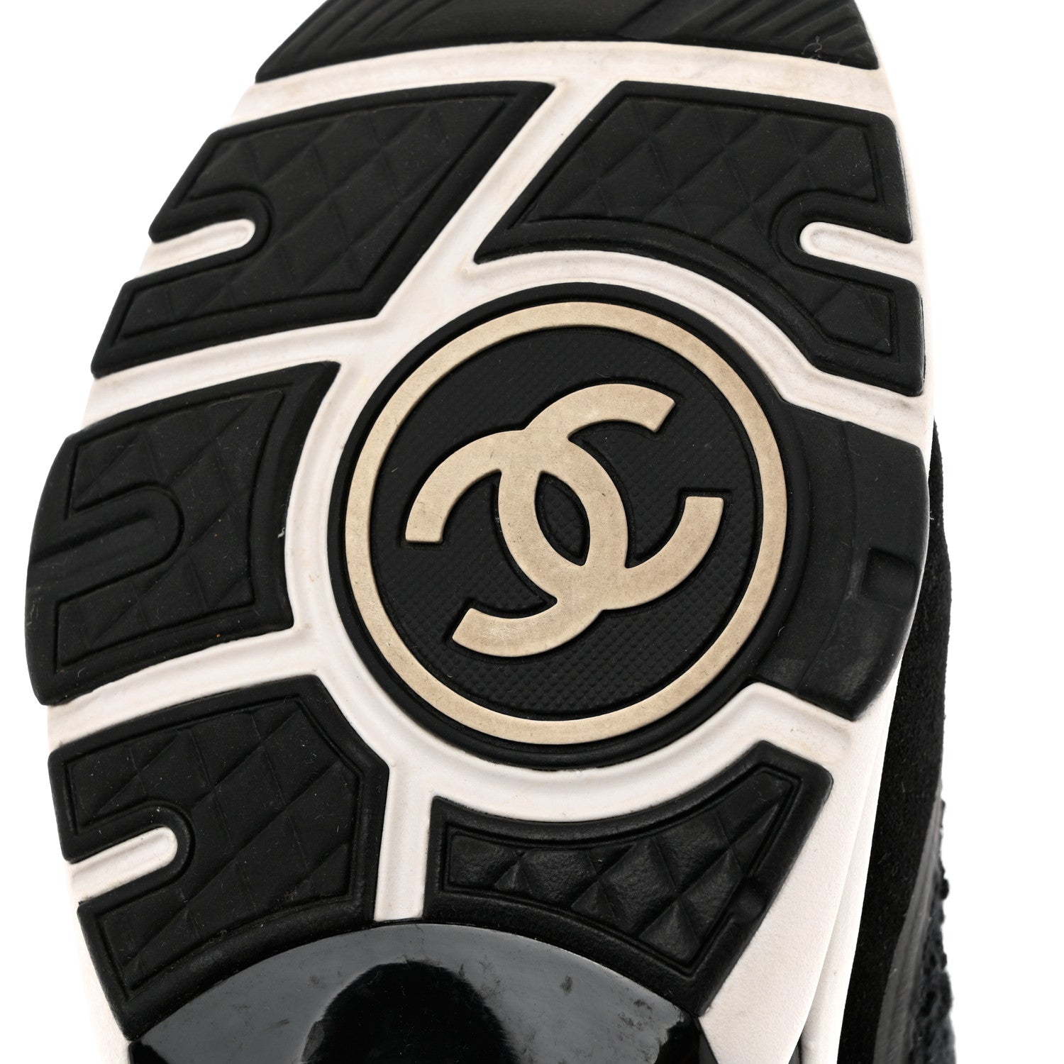 Chanel Tweed Suede Calfskin CC Sneakers 39 Black White 8 of 9