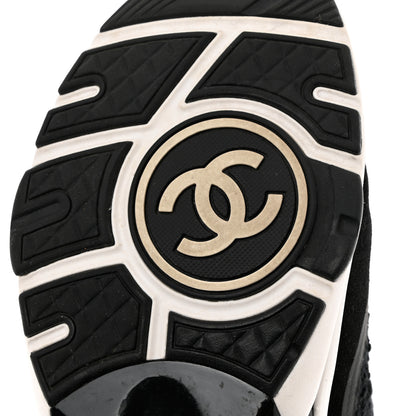 Chanel Tweed Suede Calfskin CC Sneakers 39 Black White 8 of 9
