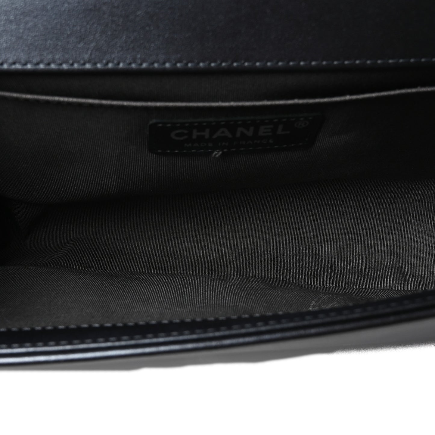 Metallic Calfskin Crystal Medium Boy Flap Dark Silver