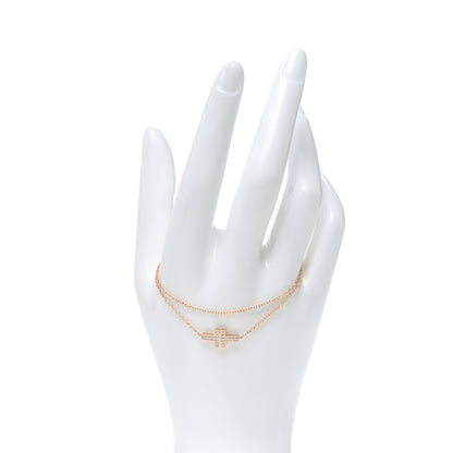 Tiffany 18K Rose Gold Diamond T Double Chain Bracelet 2 of 6