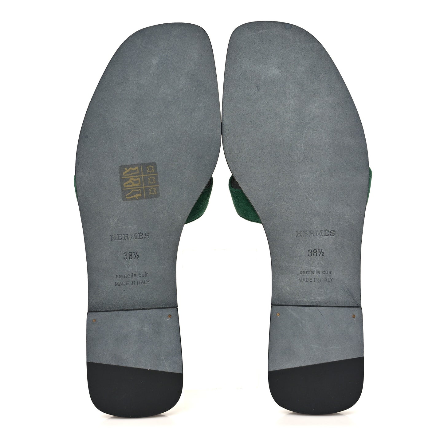 Suede Goatskin Oran Sandals 38.5 Vert Electrique