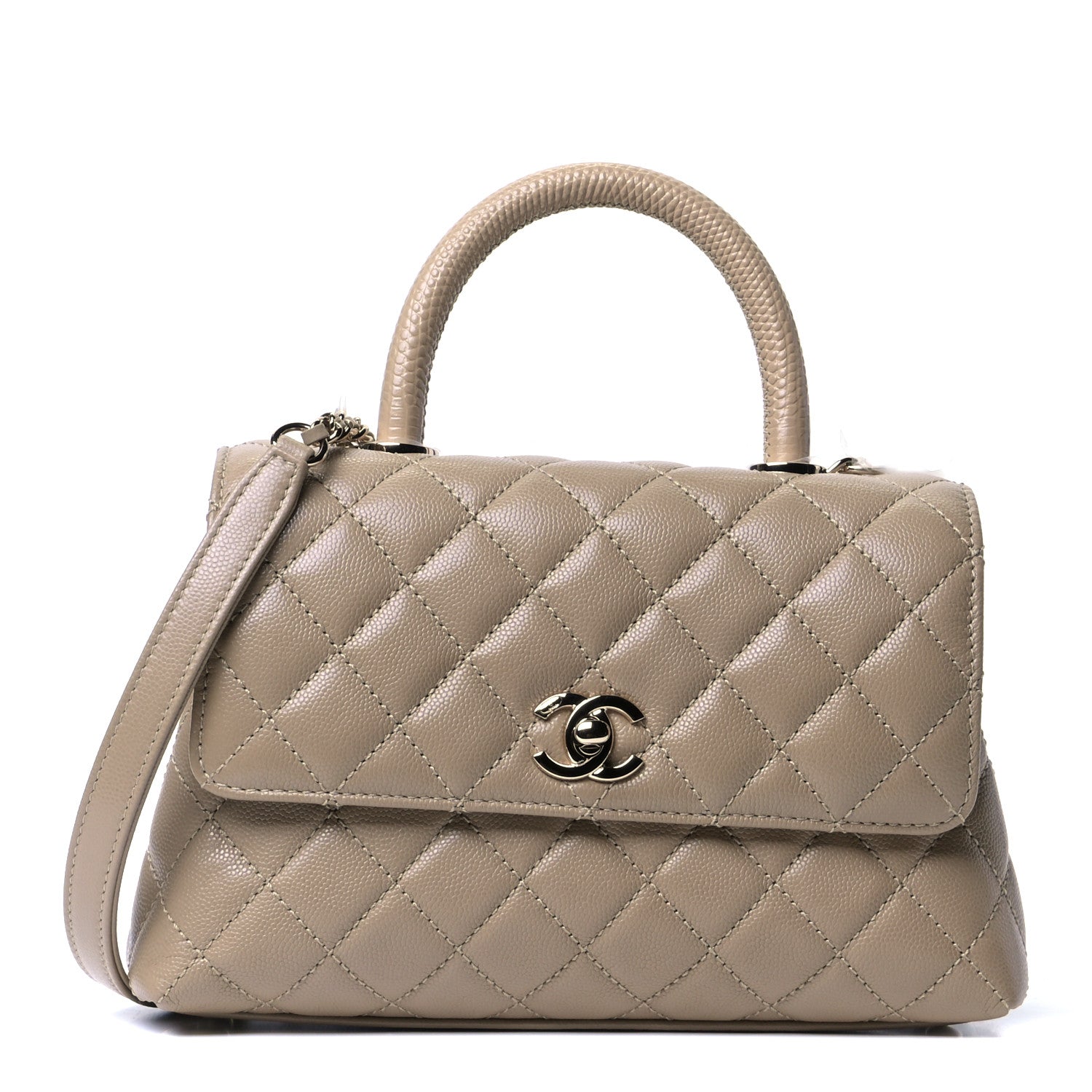 Chanel Caviar Quilted Mini Coco Handle Flap Dark Beige 1 of 6
