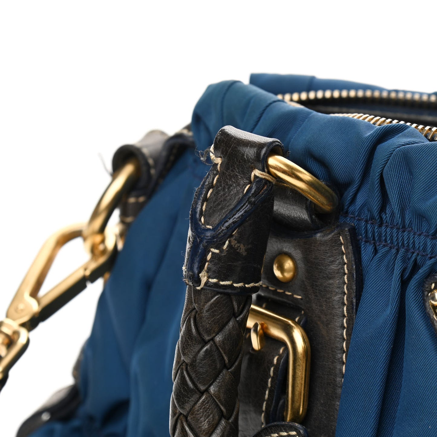 Tessuto Nylon Gaufre Shopping Satchel Bleuette