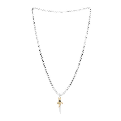 David Yurman Sterling Silver 18K Yellow Gold Waves Dagger Amulet Pendant Necklace 3 of 5