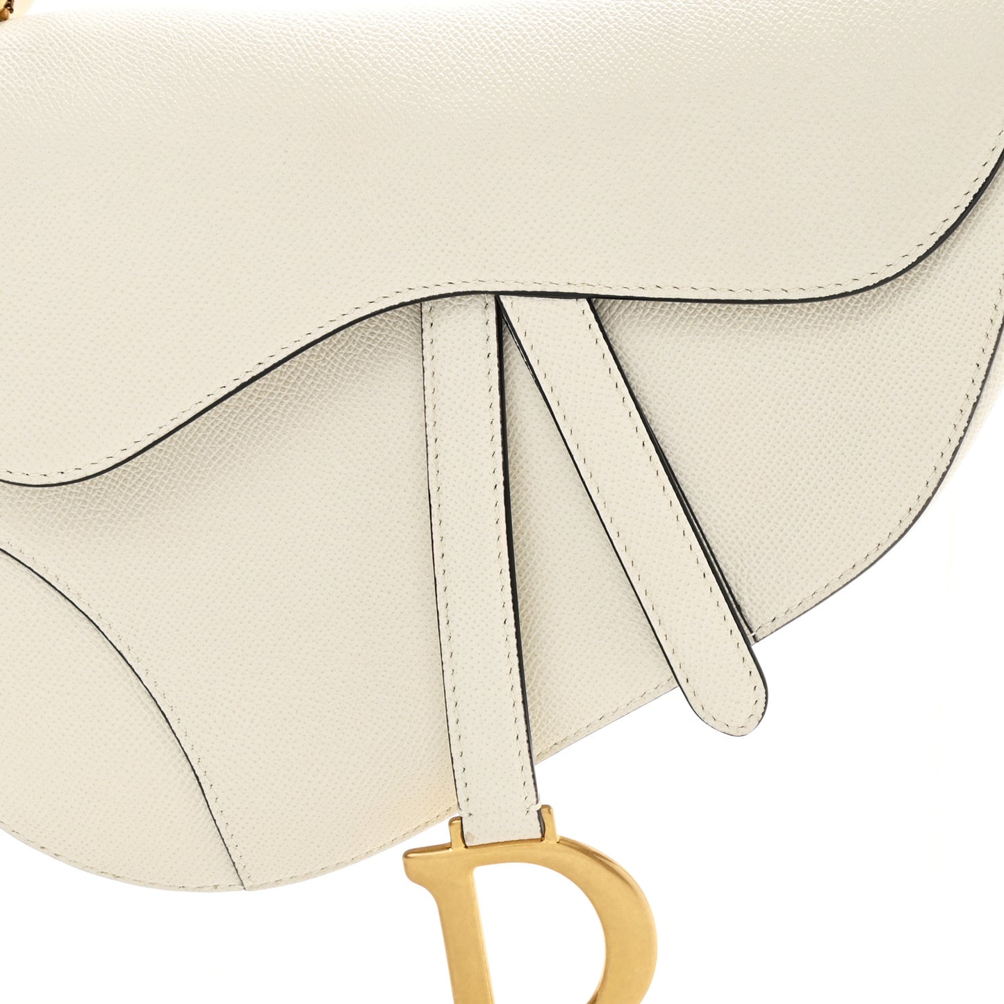 Grained Calfskin Saddle Bag White