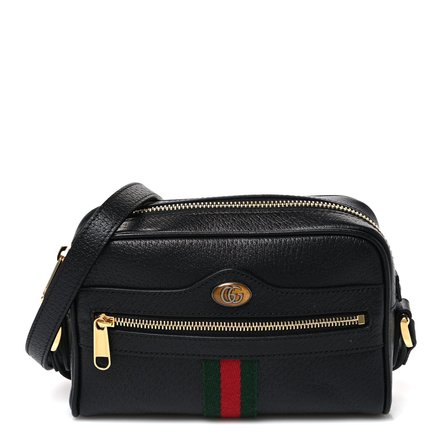 Gucci Calfskin Web Mini Ophidia Shoulder Bag Black 1 of 10