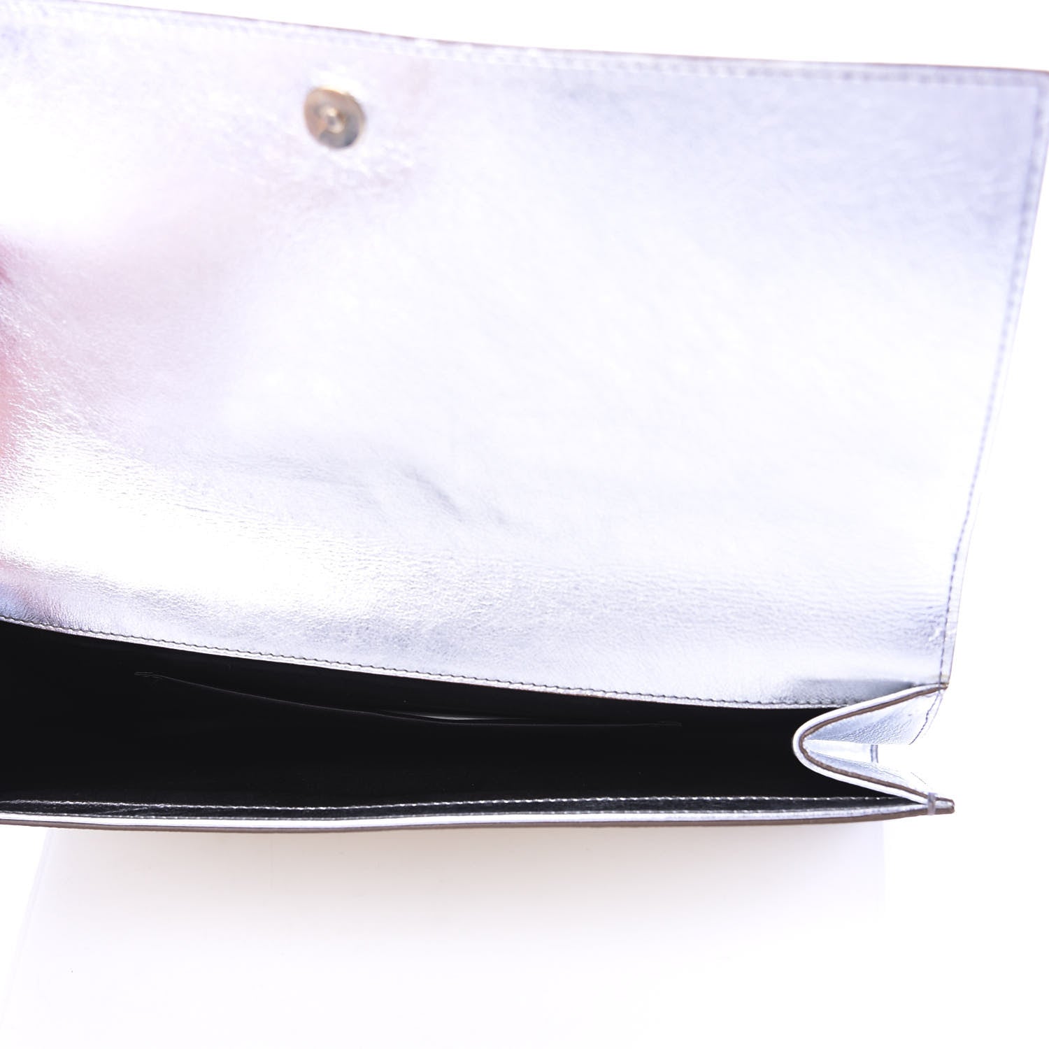 Saint Laurent Metallic Calfskin Monogram Large Belle De Jour Clutch Silver 5 of 9