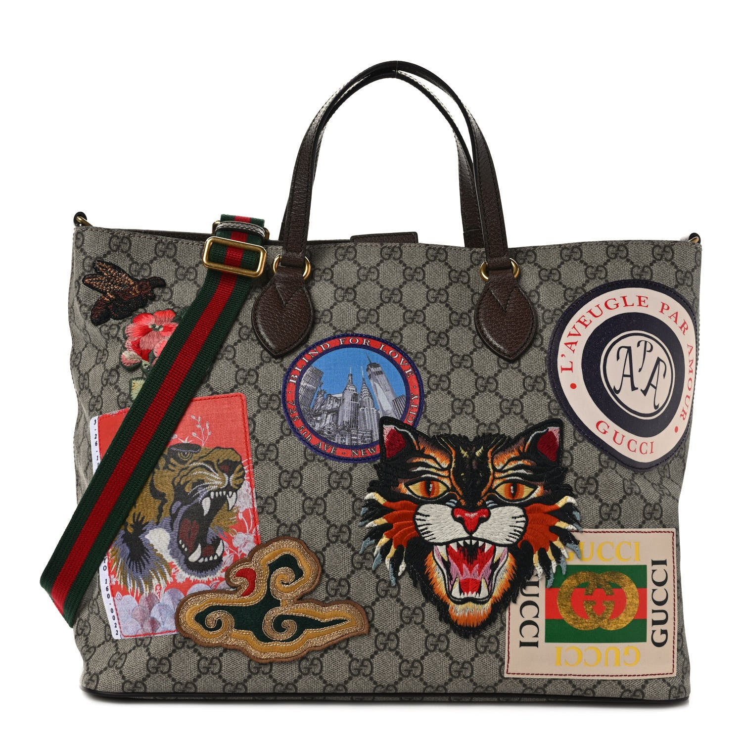 Gucci Soft GG Supreme Monogram Courrier Medium Crossbody Tote Beige New Acero 1 of 9