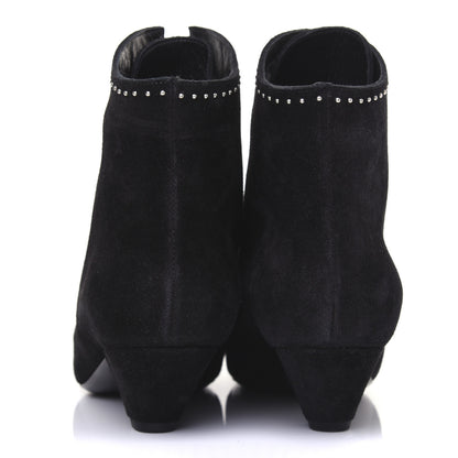 Saint Laurent Suede Blaze Studded Laced Ankle Boots 37 Black 7 of 11