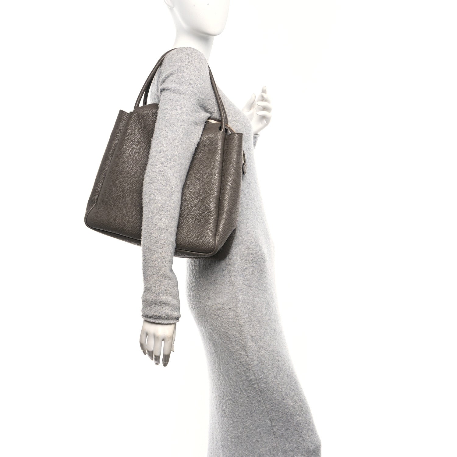 Prada Vitello Daino Soft Medium Zippered Top Handle Bag Bambu 2 of 9