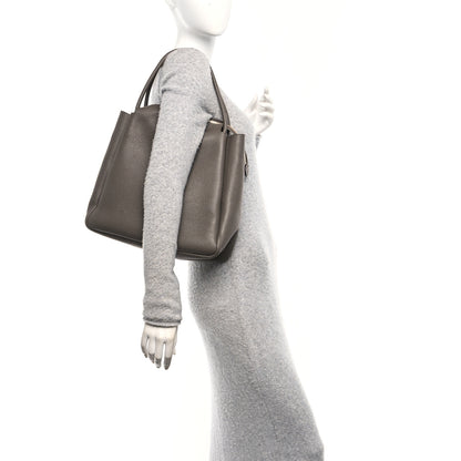 Prada Vitello Daino Soft Medium Zippered Top Handle Bag Bambu 2 of 9