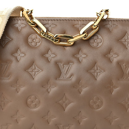 Louis Vuitton Lambskin Embossed Monogram Coussin PM Taupe 9 of 11