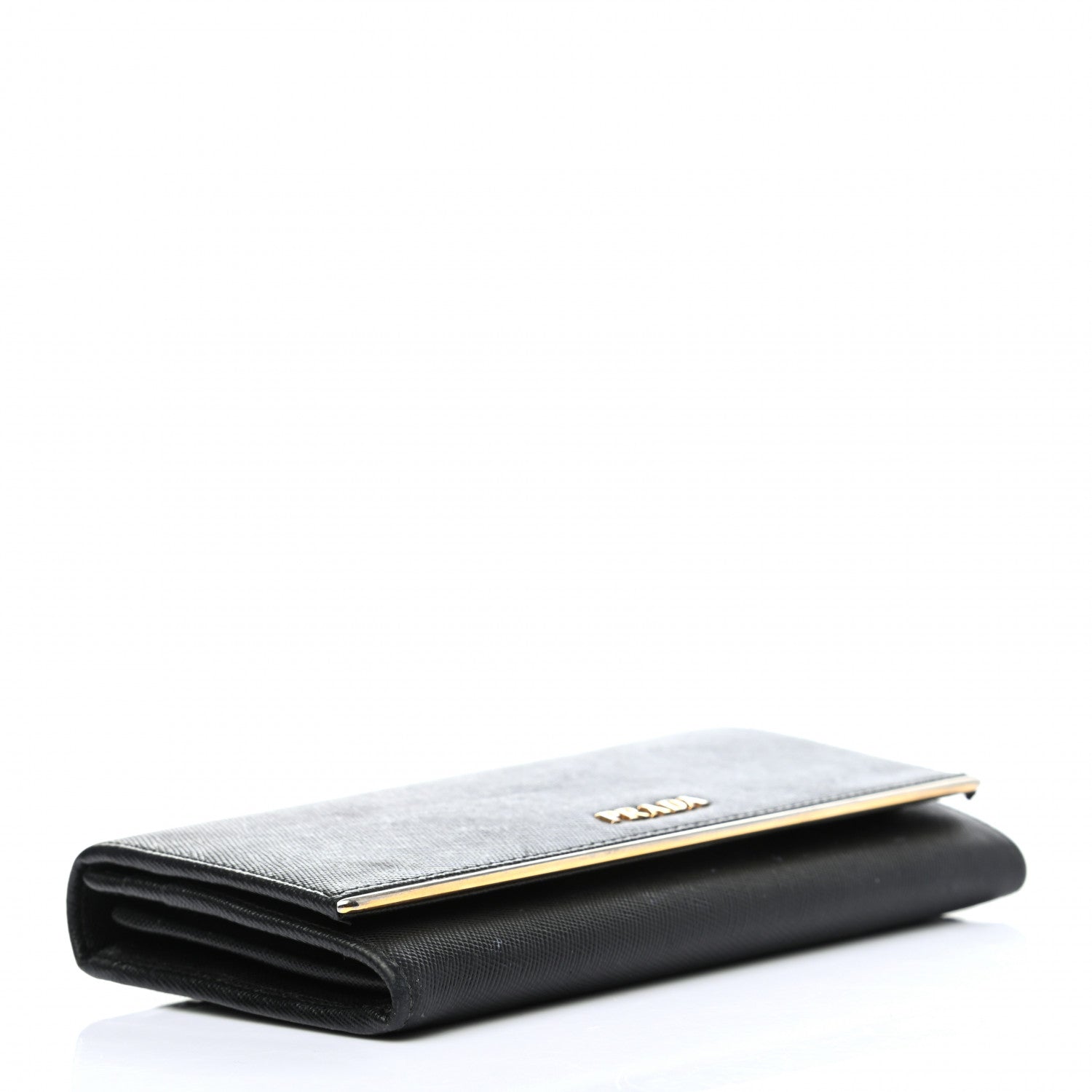 Prada Saffiano Metal Bar Continental Flap Wallet Black 4 of 7