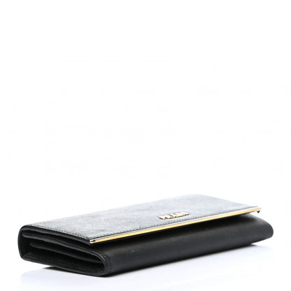 Prada Saffiano Metal Bar Continental Flap Wallet Black 4 of 7