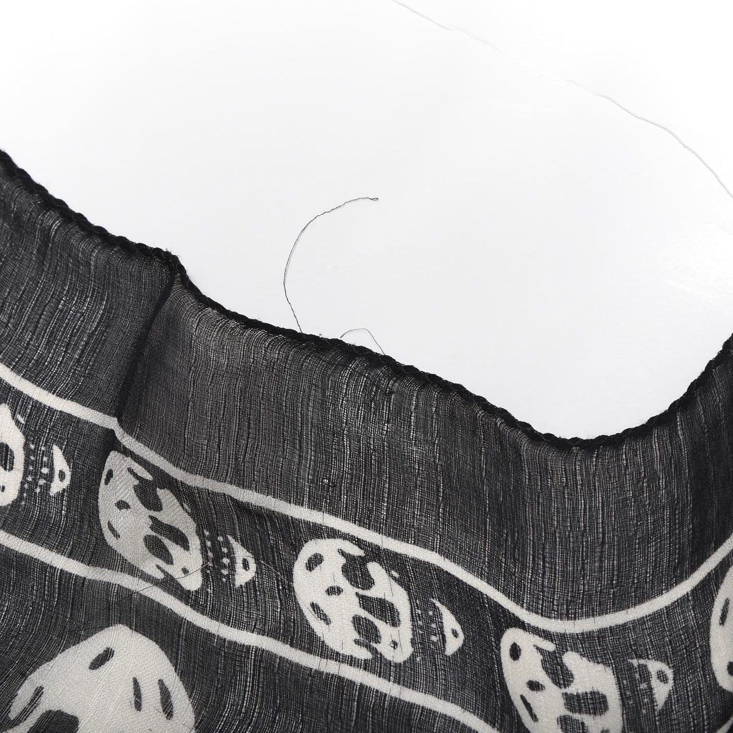 Modal Silk Skull Scarf Black White
