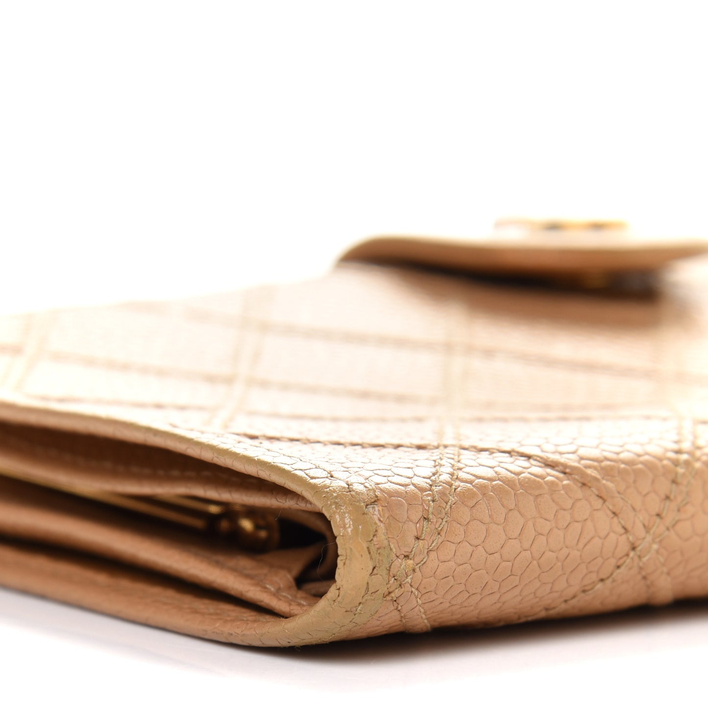 Caviar Diamond Stitched French Wallet Beige