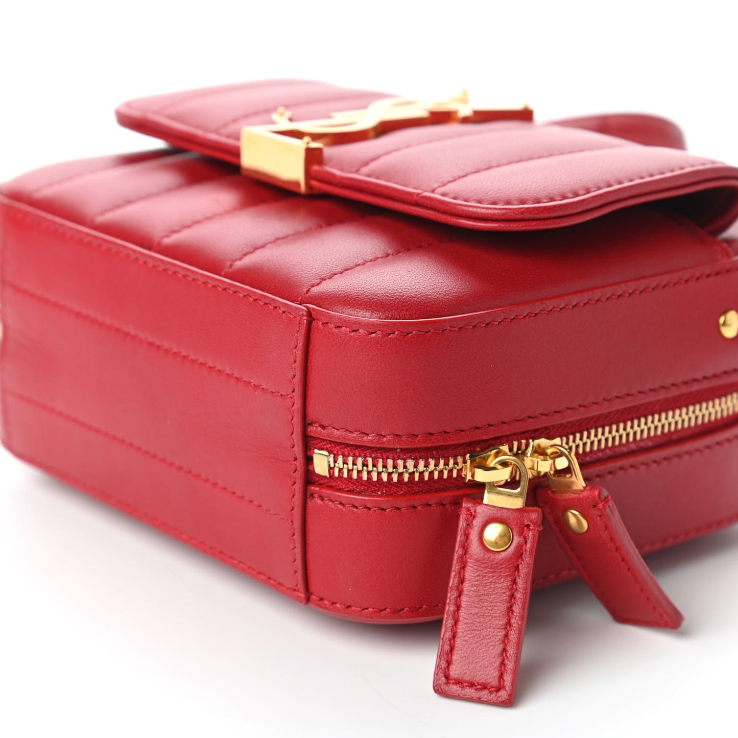 Lambskin Matelasse Monogram Toy Vicky Camera Bag Red