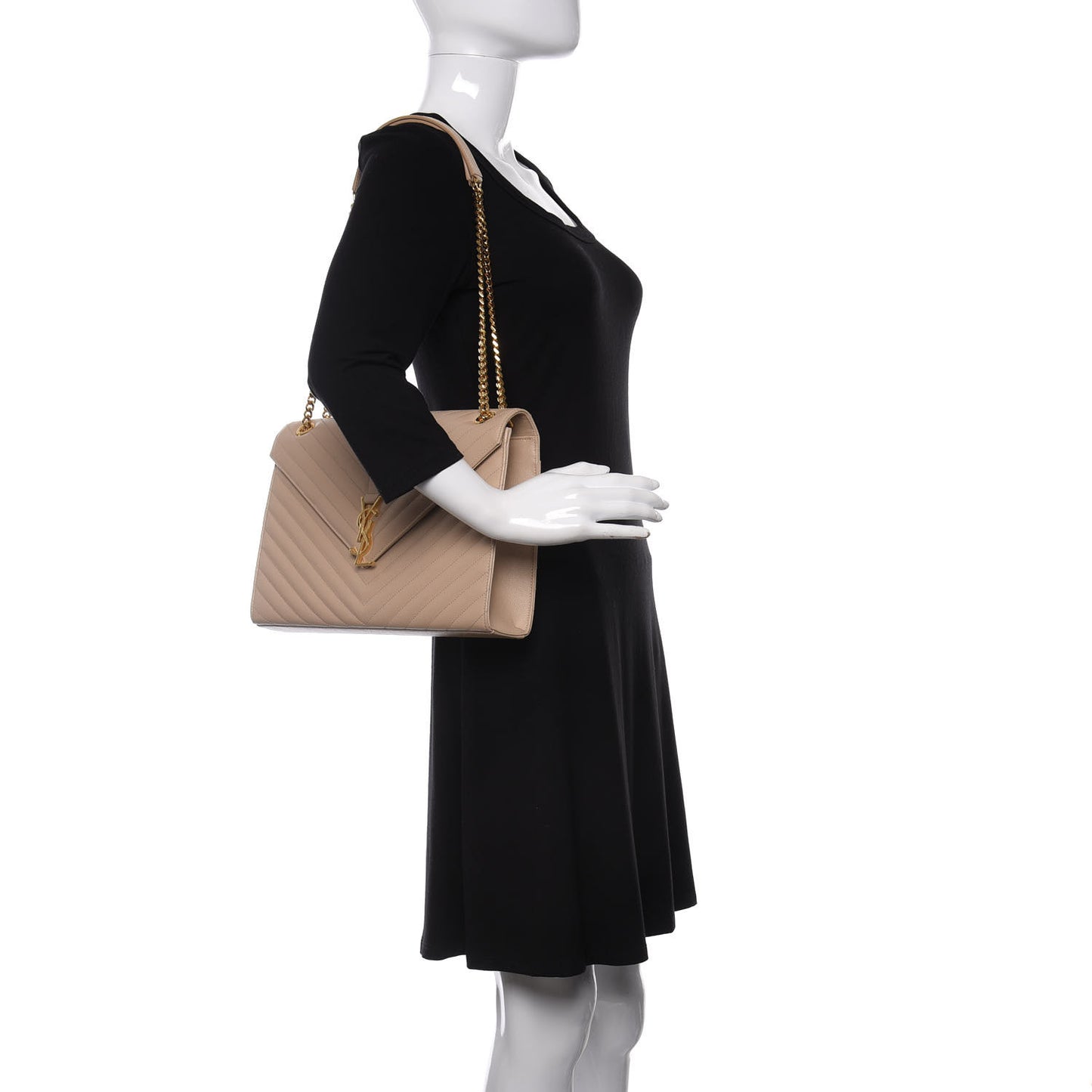 Grain De Poudre Matelasse Chevron Large Monogram Satchel Nude Powder