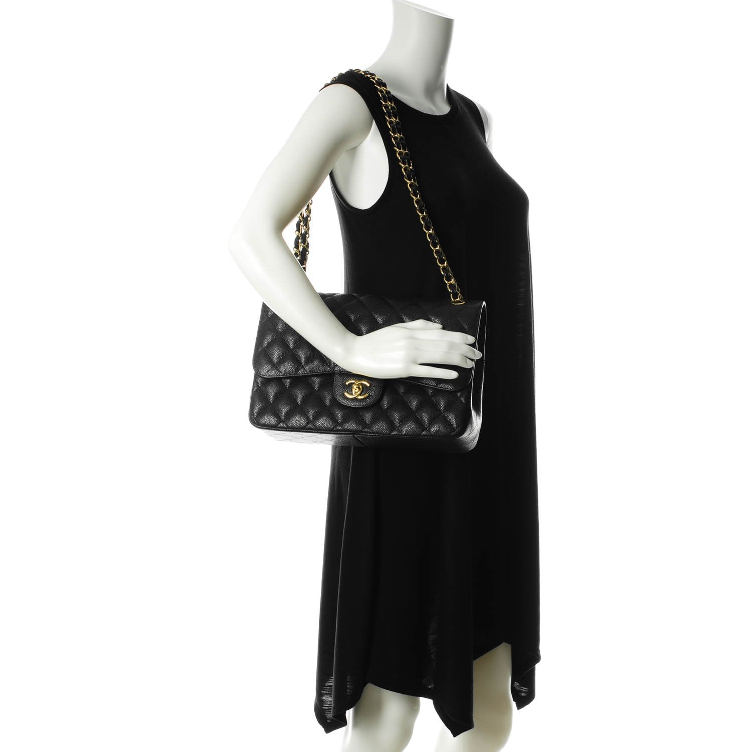 Chanel Caviar Quilted Jumbo Double Flap Black 2 of 9