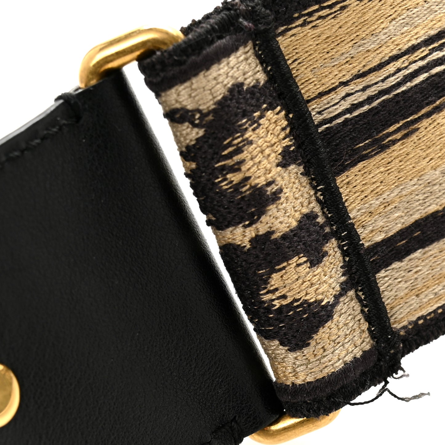 Canvas Mizza Embroidered Leopard Shoulder Strap Beige Black
