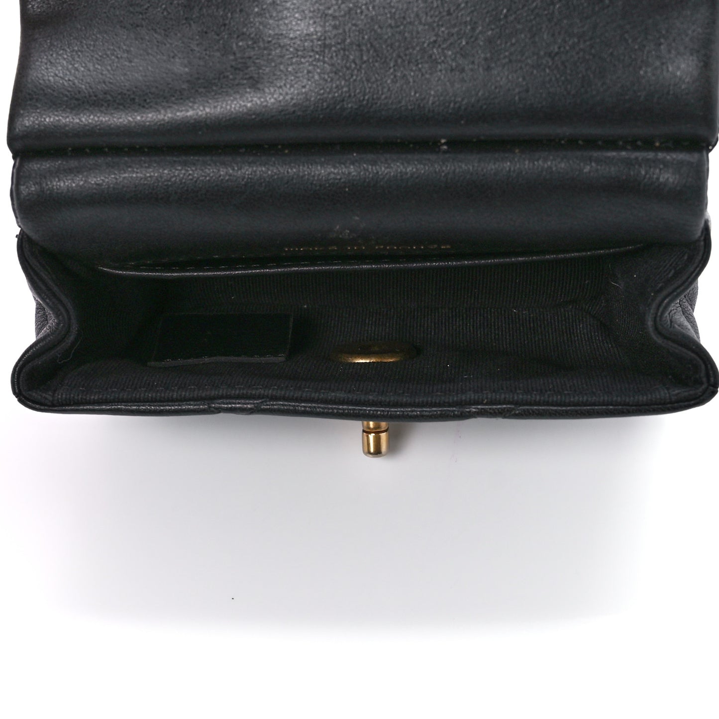 Calfskin Quilted Lady Handle Flap Card Holder With Chain Black