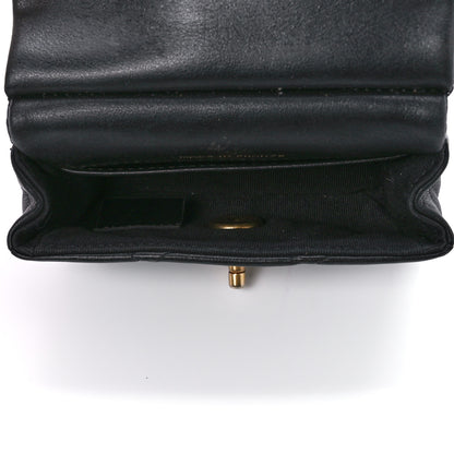 Chanel Calfskin Quilted Lady Handle Flap Card Holder With Chain Black 5 of 14