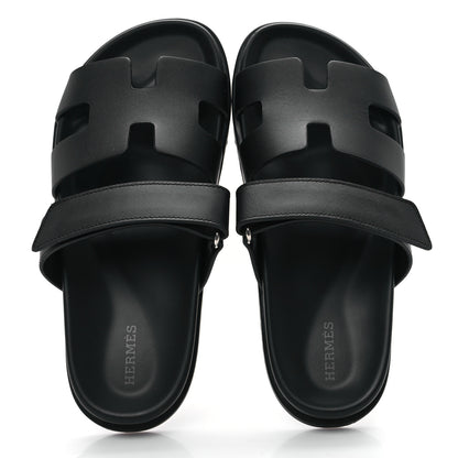 Hermes Calfskin Womens Chypre Sandals 38 Black 2 of 10