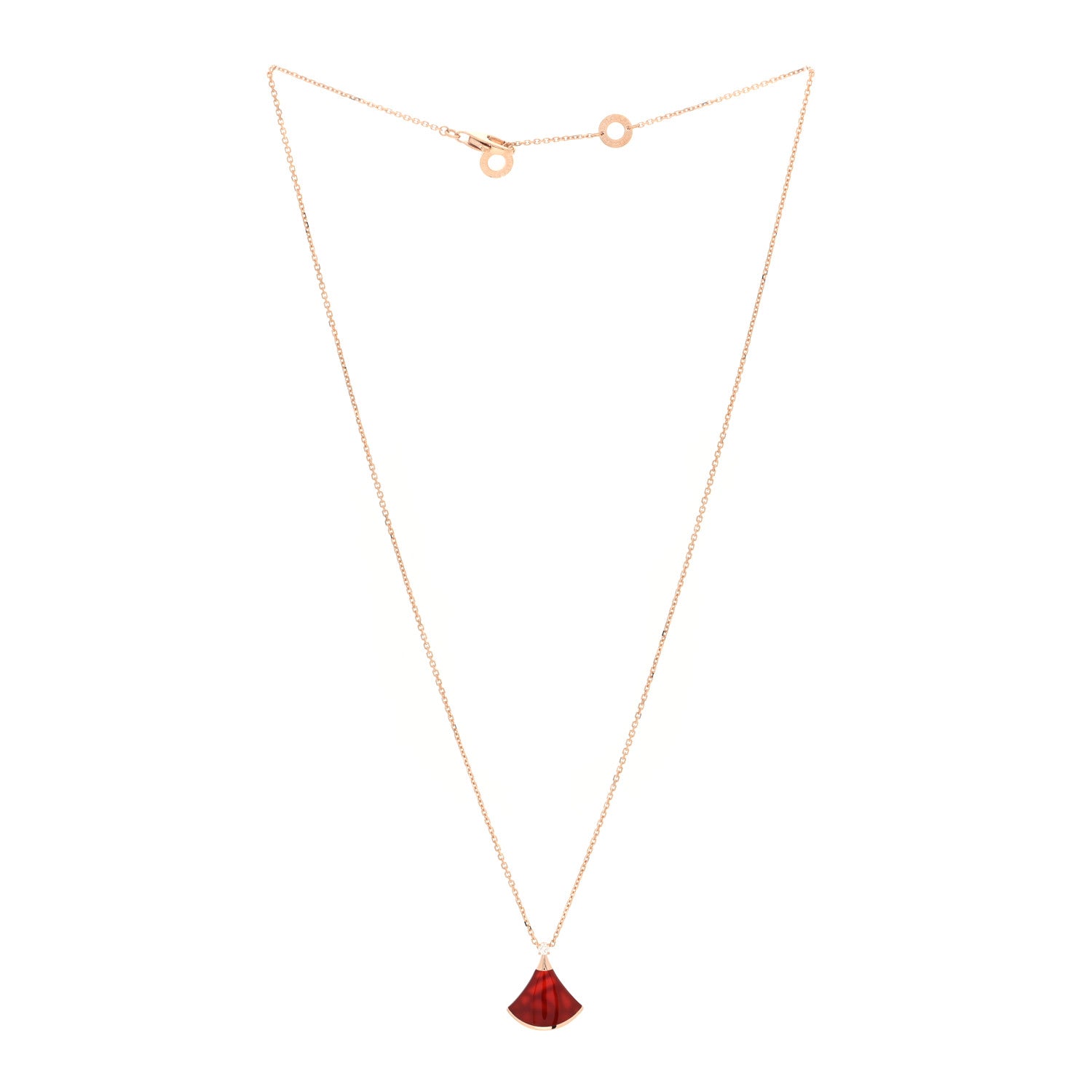 Bulgari 18K Rose Gold Diamond Carnelian Divas' Dream Pendant Necklace 2 of 4