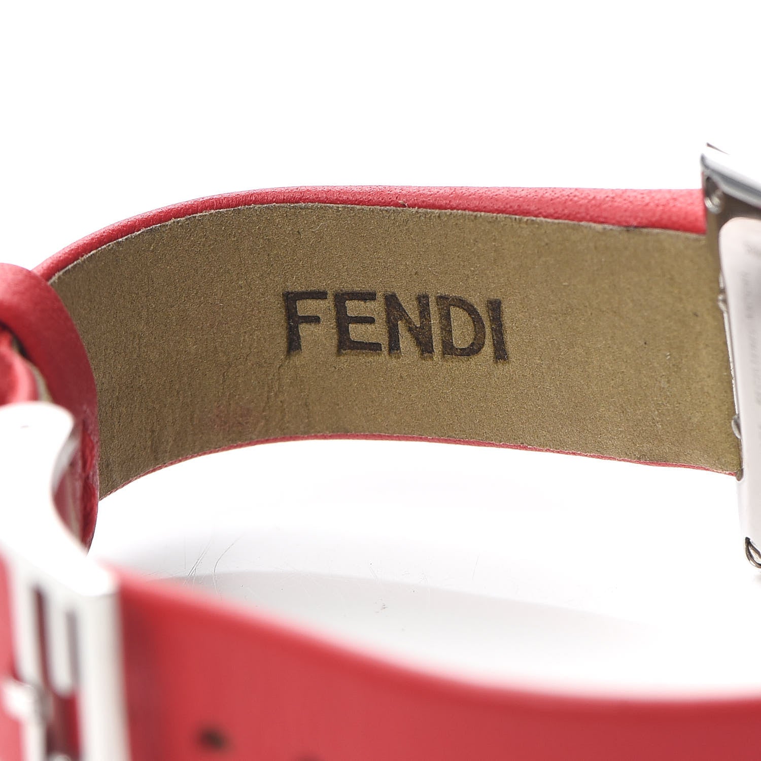 Fendi Stainless Steel Calfskin Diamond 24mm FendiMania Quartz Watch Red 6 of 7