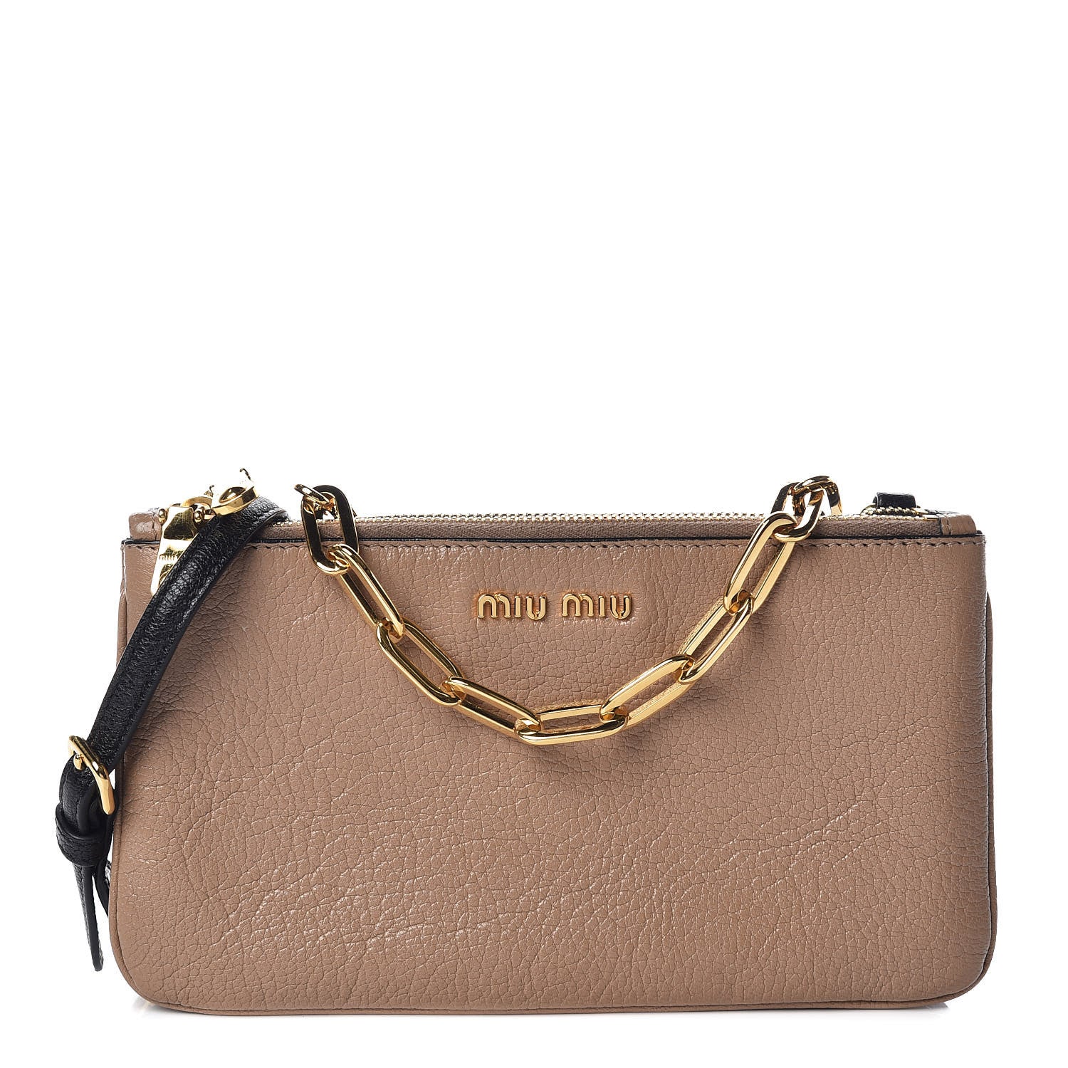 Miu Miu Goatskin Madras Bi-Color Crossbody Bag Cammeo Black 1 of 10