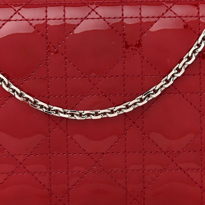 Christian Dior Patent Cannage Lady Dior Chain Wallet Rouge Ceris 9 of 15