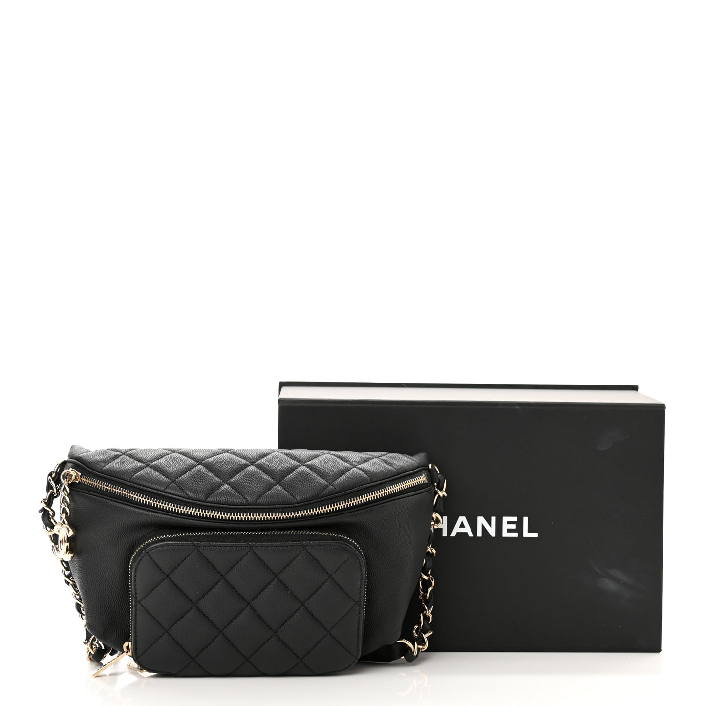 Caviar Quilted Business Affinity Waist Belt Bag Black