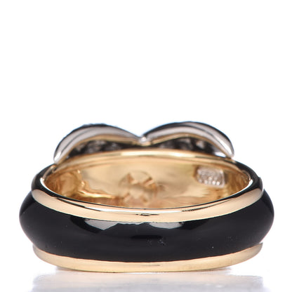 Tiffany 18K Yellow Gold Platinum Diamond Enamel Schlumberger X Pave Ring 49 5 4 of 7