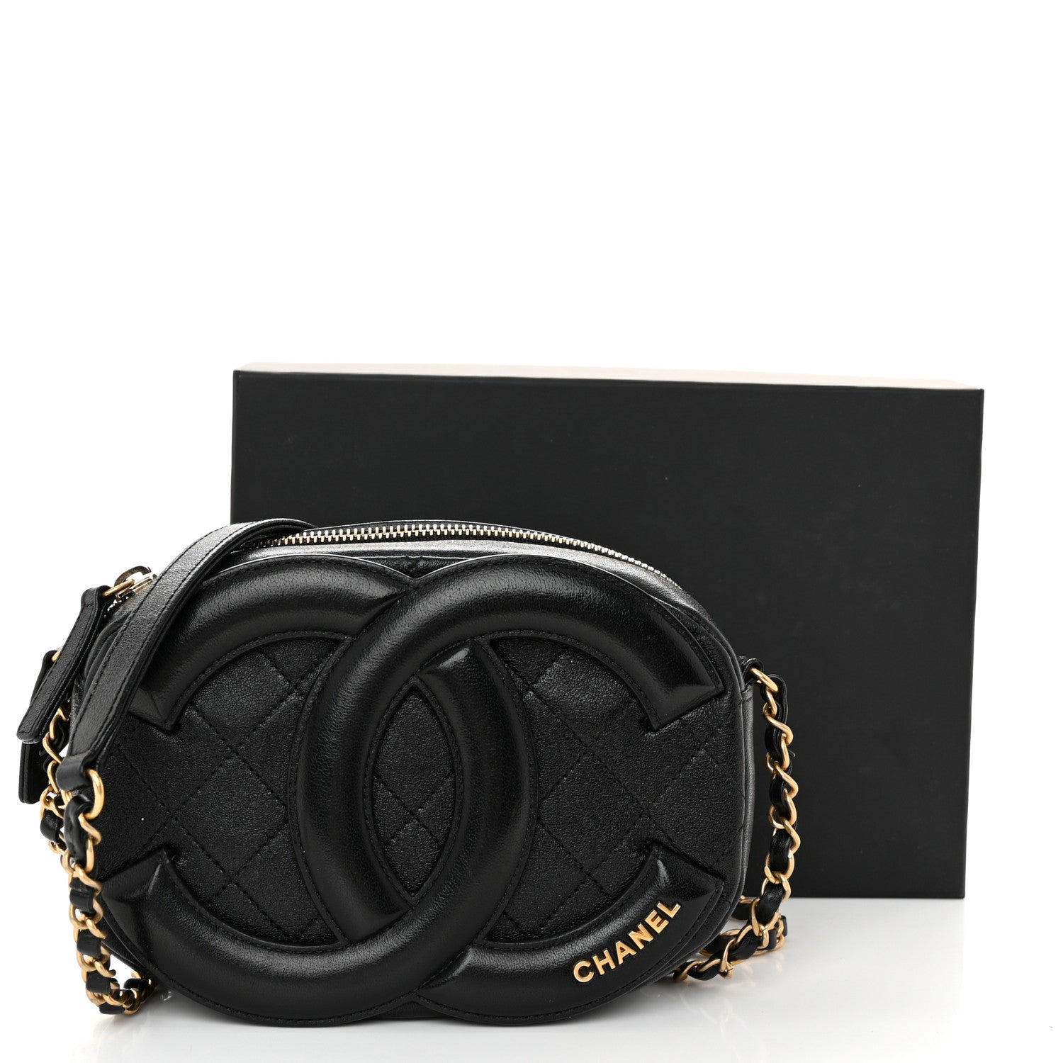 Chanel Lambskin Quilted Coco Midnight Camera Case Black 11 of 11