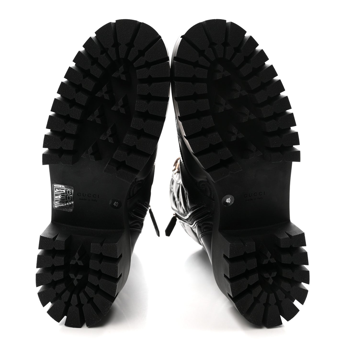 Cordovan Lux Nappa GG Matelasse Lace Up 60mm Combat Boots 40 Black