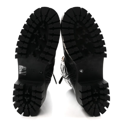 Gucci Cordovan Lux Nappa GG Matelasse Lace Up 60mm Combat Boots 40 Black 6 of 9